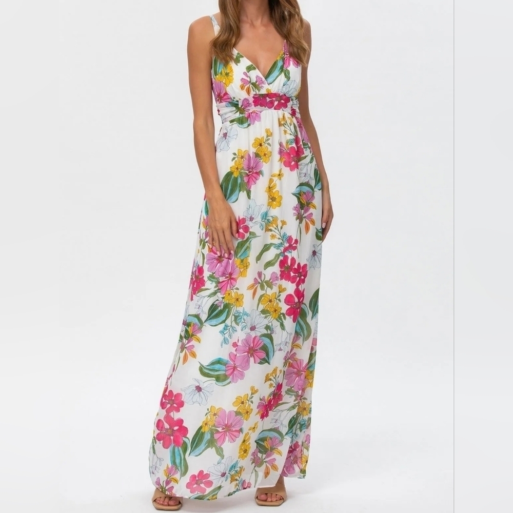 Pietro Brunelli MURANO Maxi Dress from Italy, Botanical Eden Print, MED, NWOT